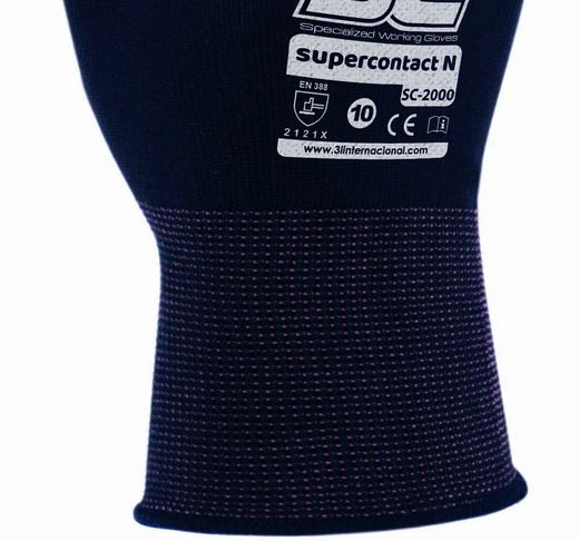 [12 pares] Guantes de poliuretano nylon negros 3L