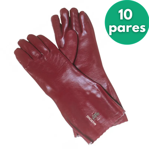 [10 parells] Guants de PVC llargs 40 cm vermells
