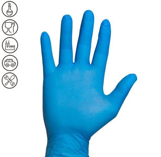 Gants jetables en nitrile bleu non poudrés – 100u