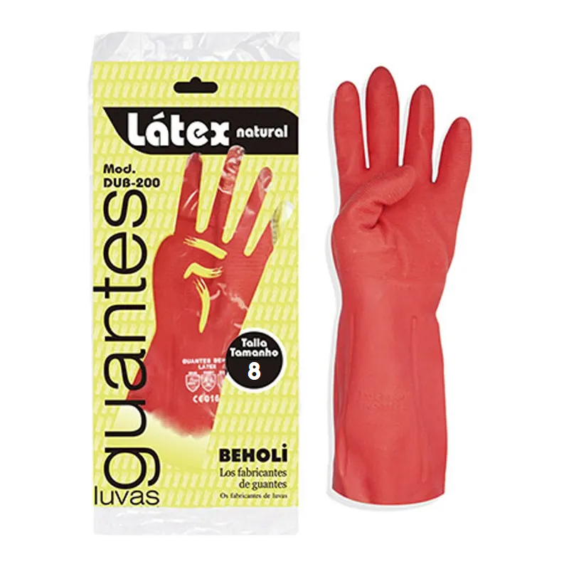 [1 par] Guantes industriales de látex naranja con bordillo 8