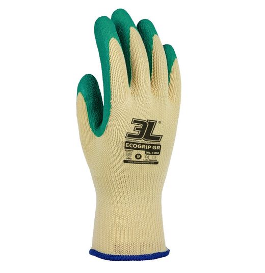 12 pares - Guantes látex sobre soporte algodon Ecogrip