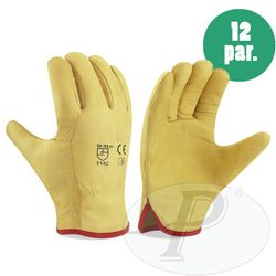 [12 pares] Guantes piel flor amarillos Tallas 6 y 7