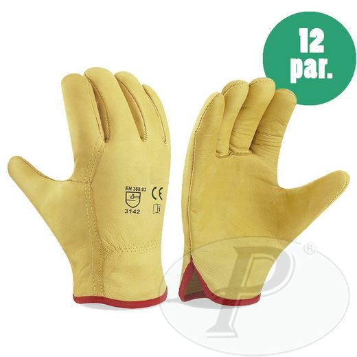 [12 pares] Guantes piel flor amarillos Tallas 6 y 7