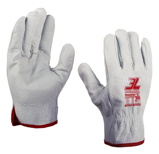 Guantes piel flor ribete rojo Master NC