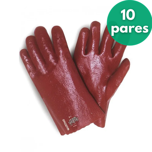 [10 parells] Guants de PVC vermells sobre suport 27 cm