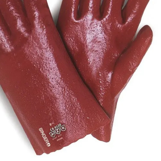 [10 parells] Guants de PVC vermells sobre suport 27 cm