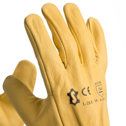 1 par - luvas amarelas de couro de flor integral