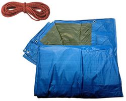 Bâche imperméable 90gr bicolore + 20m de corde