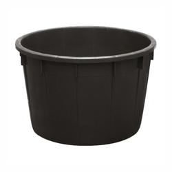 Grandes potes de plástico preto