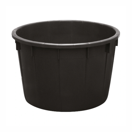 Grandes potes de plástico preto