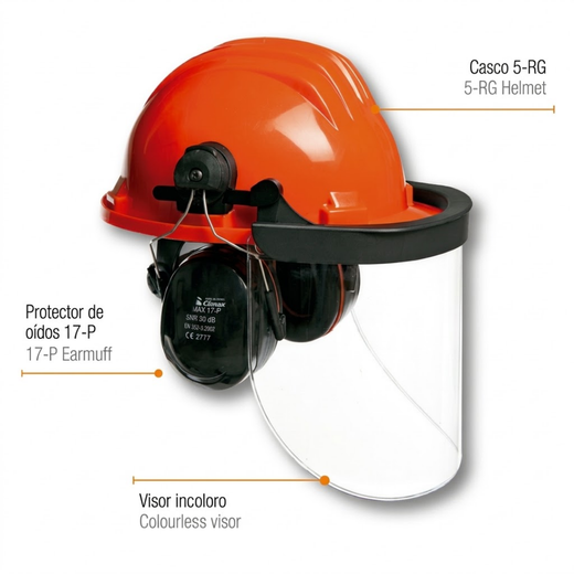 Climax 437-1 COMPLET Protetor Facial Completo (Capacete + Viseira + Fones de Ouvido)