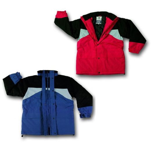 Parkas impermeables y transpirables bicolor azul-negra y roja-negra