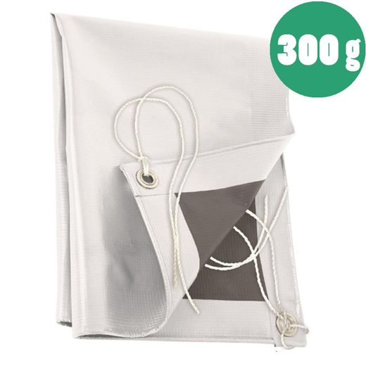 Toldo PVC gris/blanco con ojales 300 g/m2