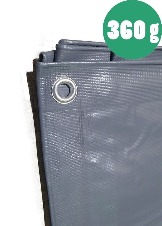 Store PVC gris résistant à œillets 360 g/m2