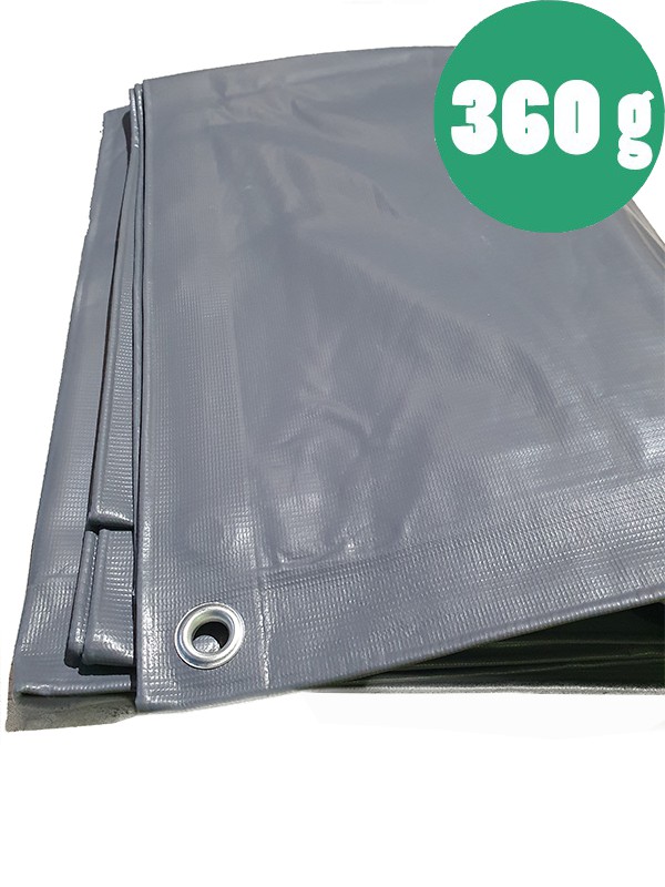 Toldo resistente PVC gris con ojales 360 g/m2 — Planas