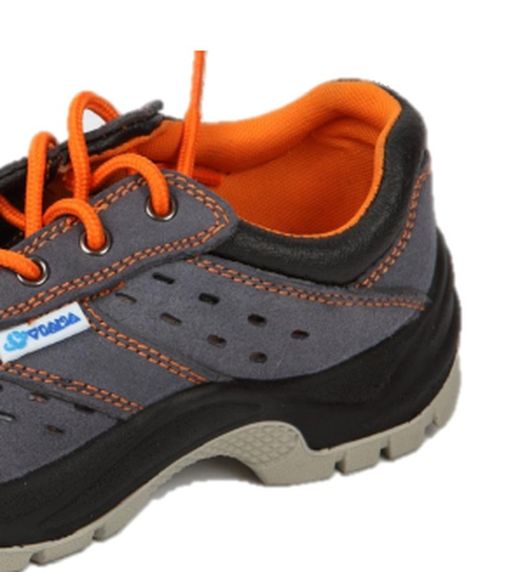 Chaussure de sécurité en daim perforé gris