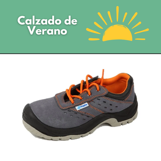 Chaussure de sécurité en daim perforé gris